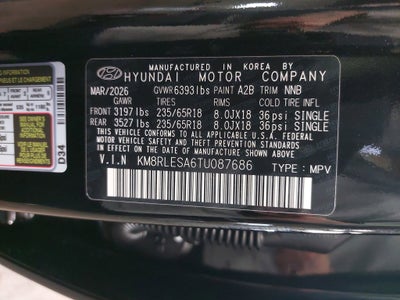 2026 Hyundai PALISADE HYBRID SEL 7 Passenger