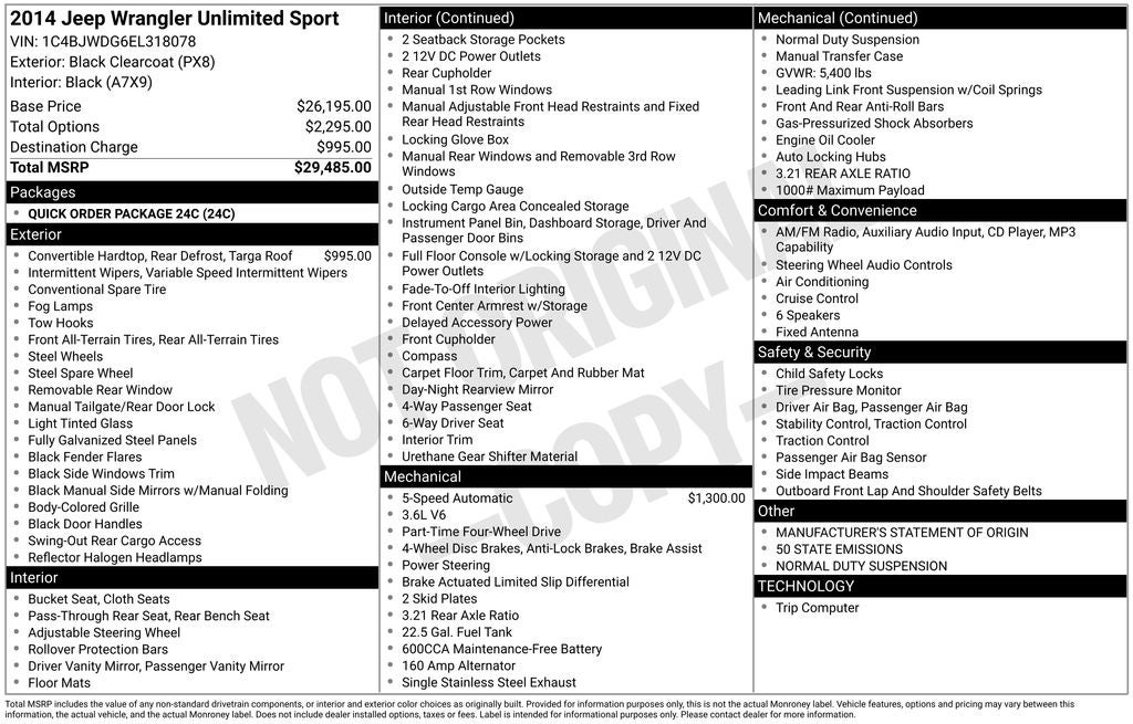 2014 Jeep Wrangler Unlimited Sport