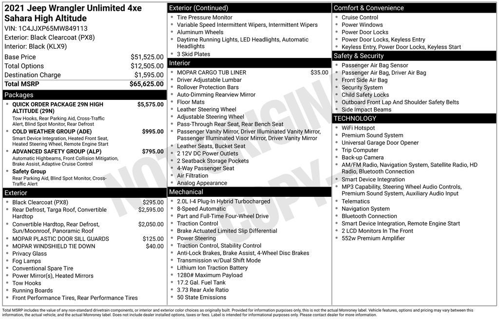 2021 Jeep Wrangler Unlimited Sahara High Altitude 4xe Advanced Safety Group
