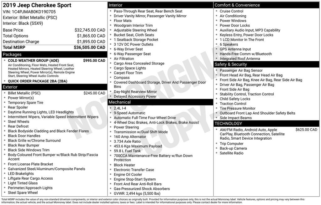 2019 Jeep Cherokee sport