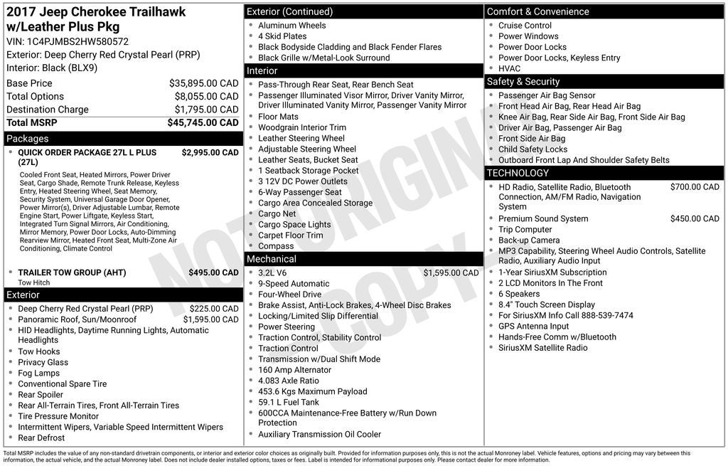 2017 Jeep Cherokee Trailhawk Trailer Tow Group