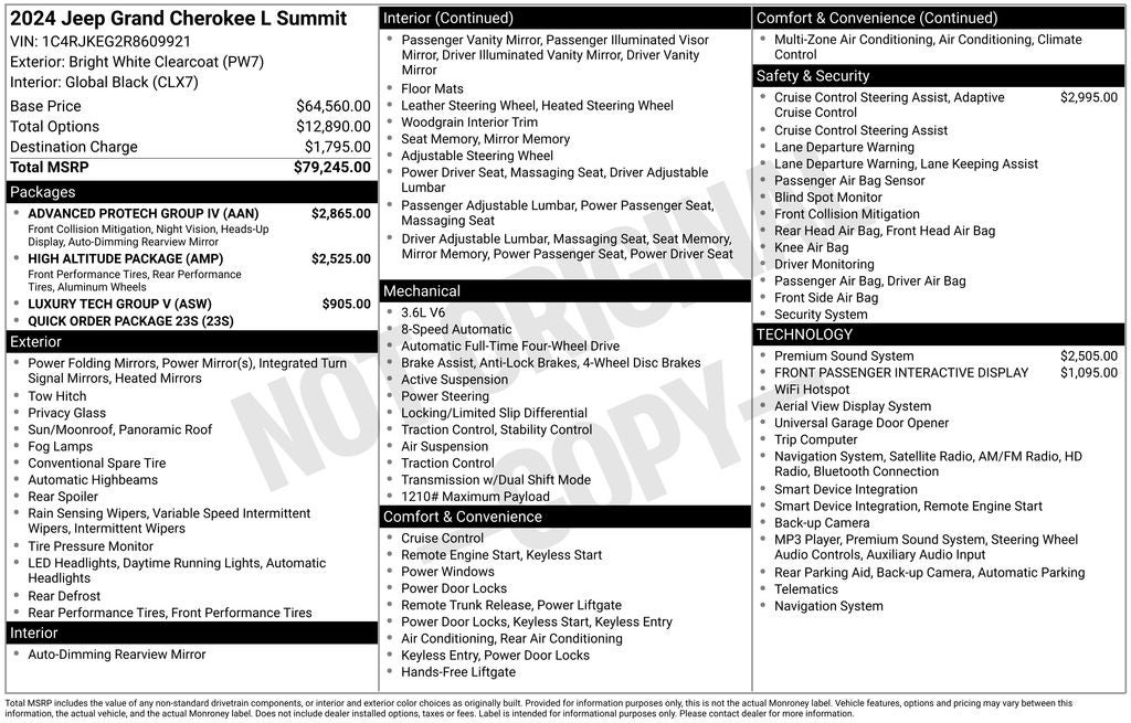 2024 Jeep Grand Cherokee L Summit Luxury Tech Group V