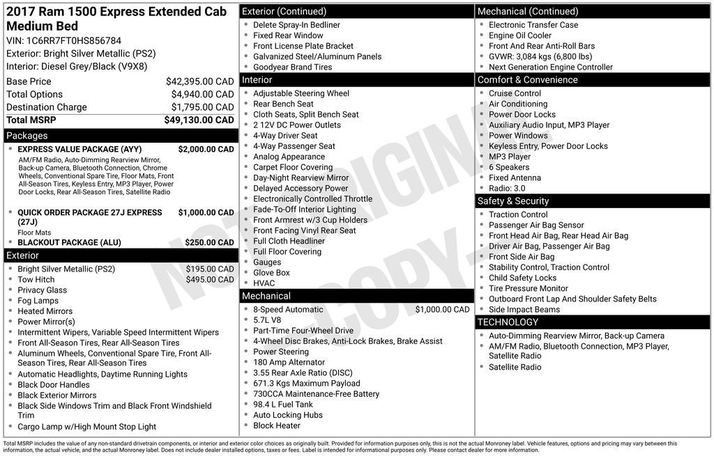 2017 RAM 1500 Express Leer Paint To Match Topper