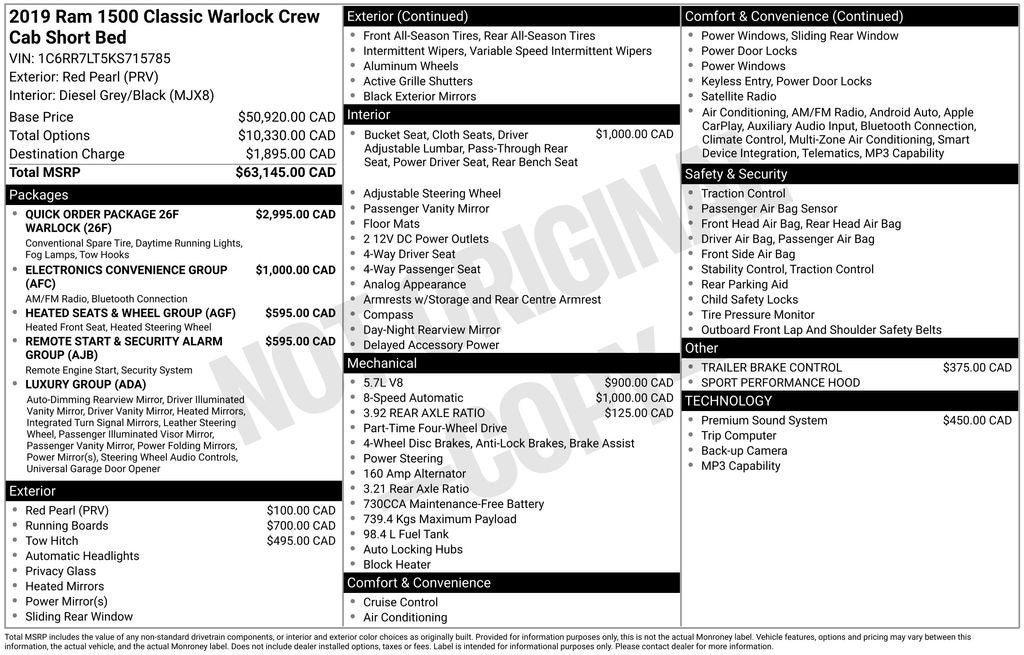 2019 RAM 1500 Classic Warlock Heated Seats & Wheel Group