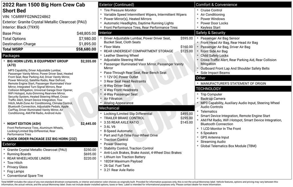 2022 RAM 1500 Big Horn/Lone Star
