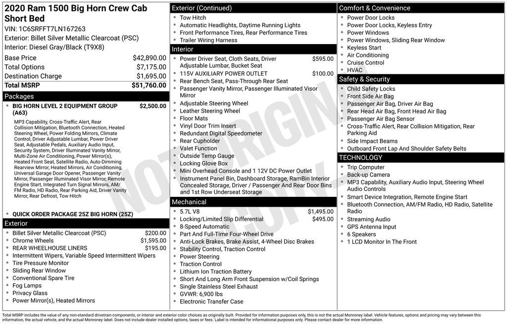 2020 RAM 1500 Big Horn/Lone Star Level 2 Equipment Group