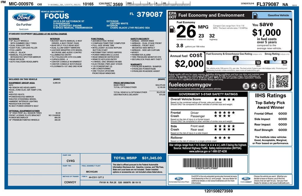 2015 Ford Focus ST Voice-Activated Navigation