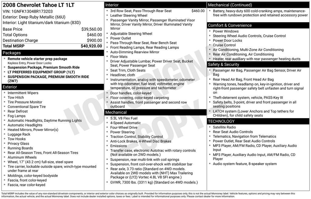 2008 Chevrolet Tahoe LT 3rd Row Seat