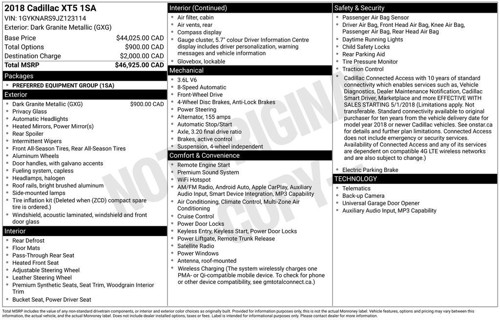 2018 Cadillac XT5 Base