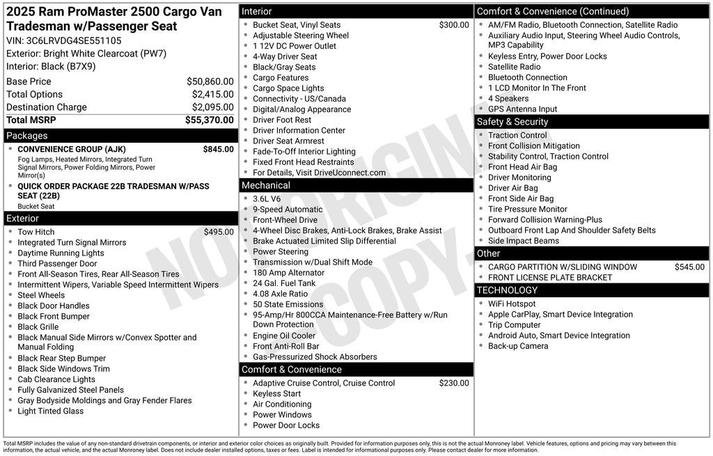 2025 RAM ProMaster 2500 High Roof
