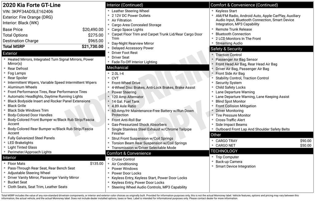 2020 Kia Forte GT-Line Premium Package