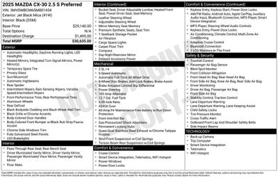 2025 Mazda Mazda CX-30 2.5 S Preferred Package Power moonroof