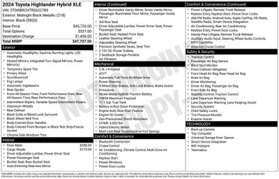 2024 Toyota Highlander Hybrid XLE 3rd row seats
