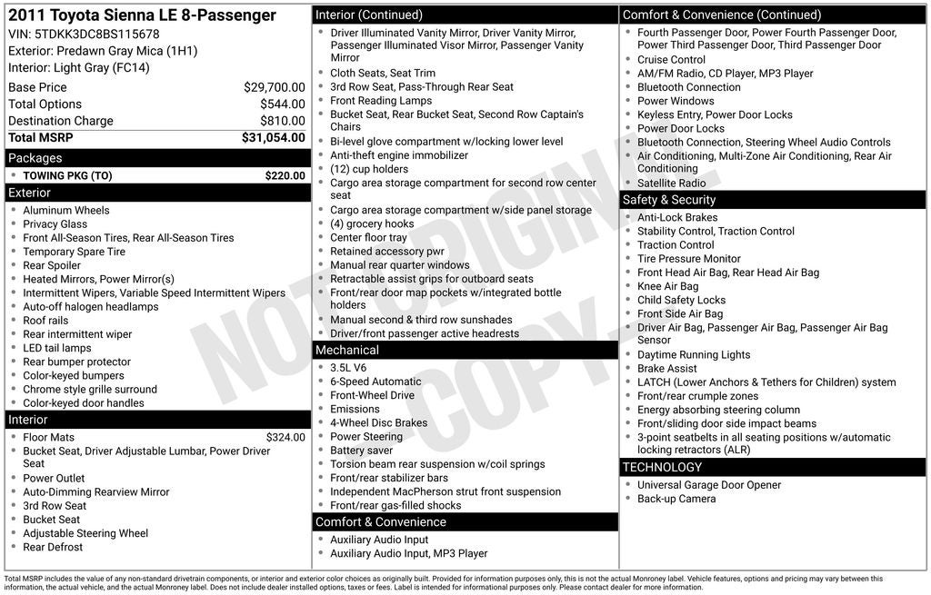 2011 Toyota Sienna Base