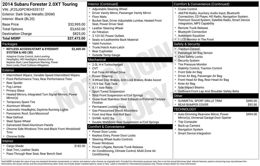 2014 Subaru Forester 2.0XT Touring