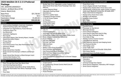 2025 Mazda Mazda CX-5 2.5 S Preferred Package Power moonroof