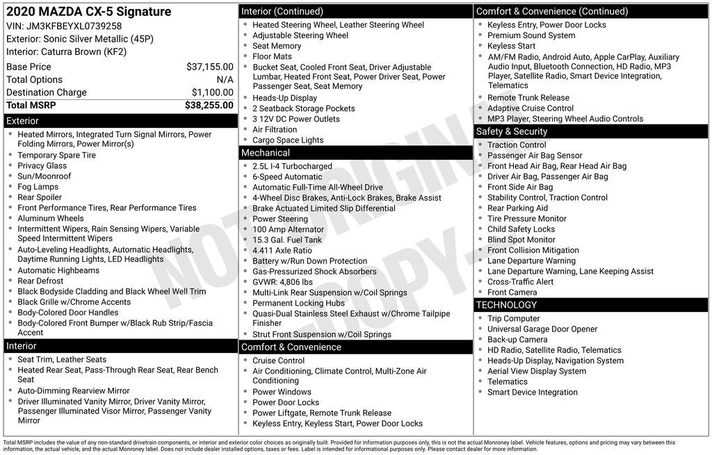 2020 Mazda Mazda CX-5 Signature Power moonroof