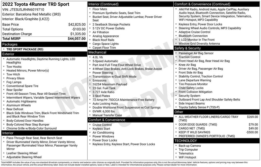 2022 Toyota 4Runner TRD Sport Package