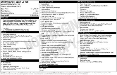 2022 Chevrolet Spark LS Preferred Equipment Group 1SB