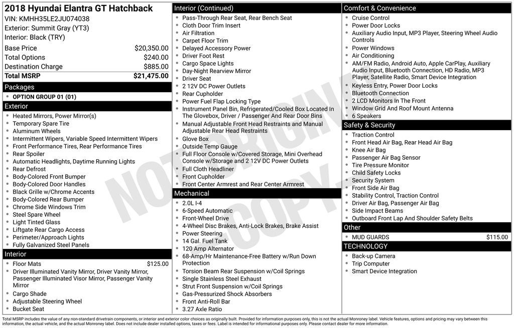 2018 Hyundai ELANTRA GT Base