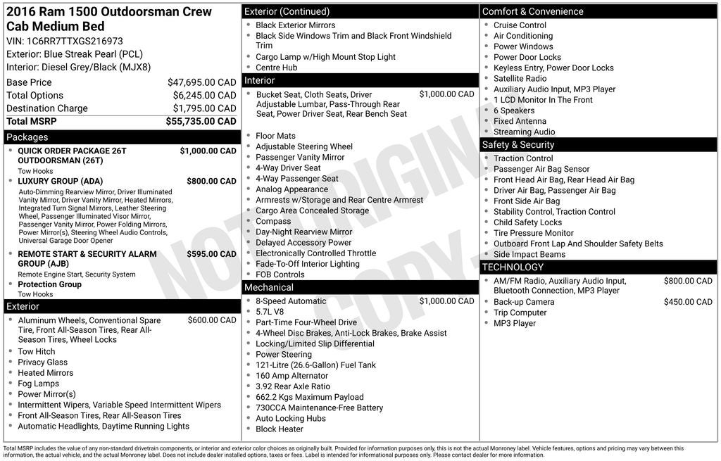 2016 RAM 1500 Outdoorsman