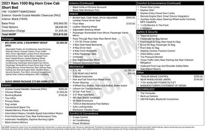 2021 RAM 1500 Big Horn/Lone Star CREW CAB 4x4 LEVEL 2 EQUIP GROUP 20" CHROME WHEELS