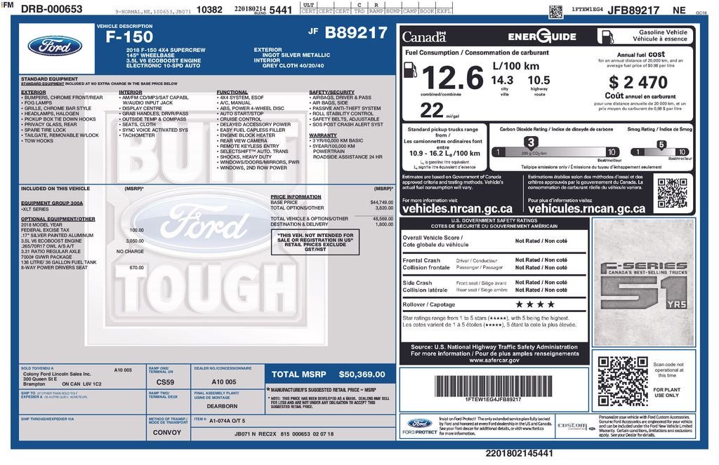 2018 Ford F-150 XLT CREW CAB 3.5LITER ECOBOST MAX TOW