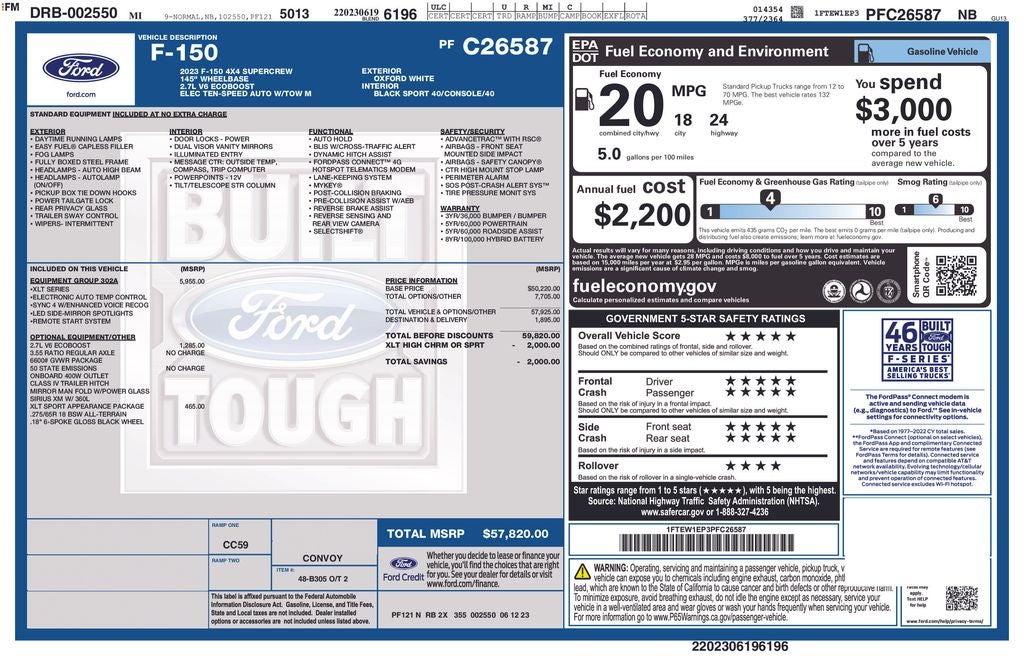 2023 Ford F-150 XLT Sport Crew Cab 4x4 Rear Camera