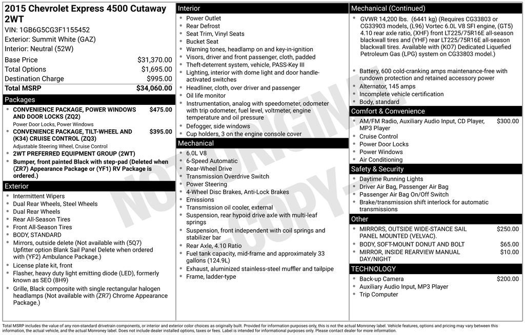 2015 Chevrolet Express 4500 Base Cutaway