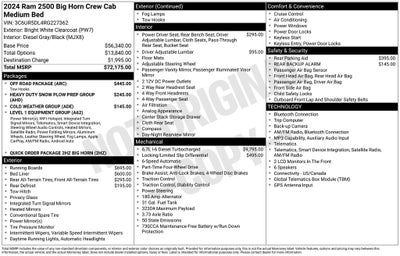 2024 RAM 2500 Big Horn Crew Cab Cummings Diesel 4x4 Off Road Pkg Cold Wea