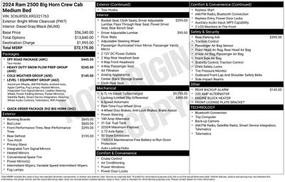 2024 RAM 2500 Big Horn CREW CAB 4X4 CUMMINGS TURBO DIESEL 4X4 PLOW PREP P