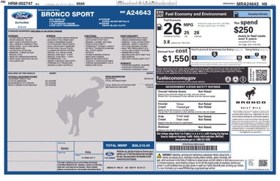 2021 Ford Bronco Sport Base 4x4 Rear Camera Automatic Transmission