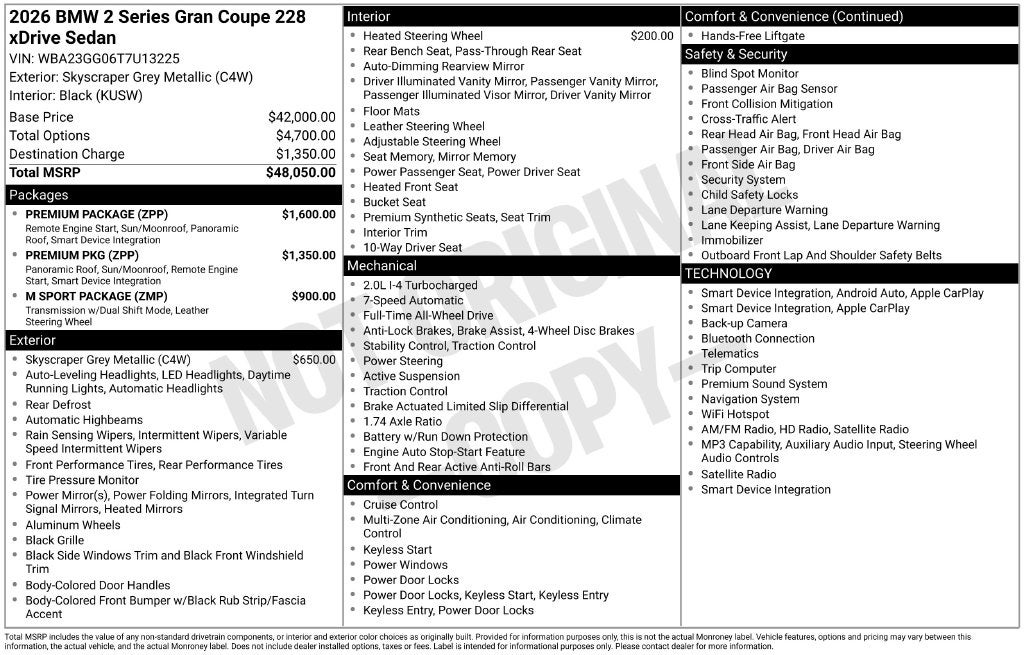 2026 BMW 2 Series 228 Gran Coupe