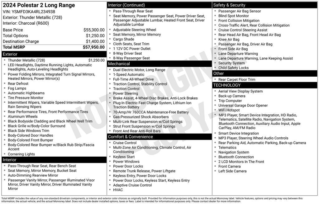 2024 Polestar 2 Long Range Dual Motor PILOT PACKAGE BLIS NAVIGATION