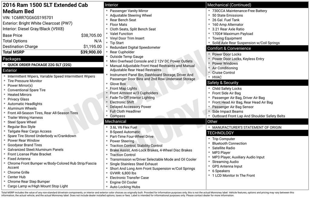 2016 RAM 1500 SLT