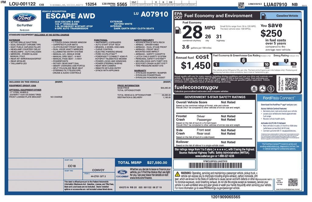 2020 Ford Escape S