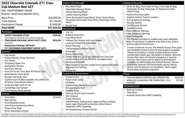 2022 Chevrolet Colorado 4WD Crew Cab Short Box Z71