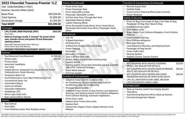 2022 Chevrolet Traverse AWD Premier