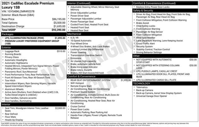 2021 Cadillac Escalade 4WD Premium Luxury