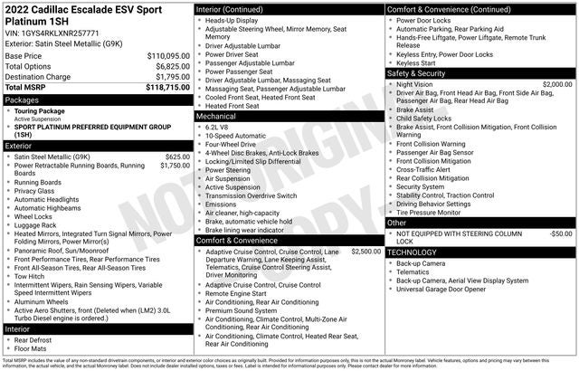 2022 Cadillac Escalade ESV 4WD Sport Platinum