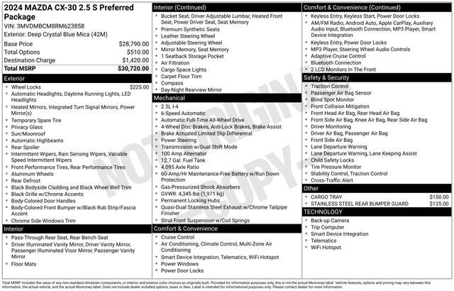 2024 Mazda Mazda CX-30 2.5 S Preferred Package