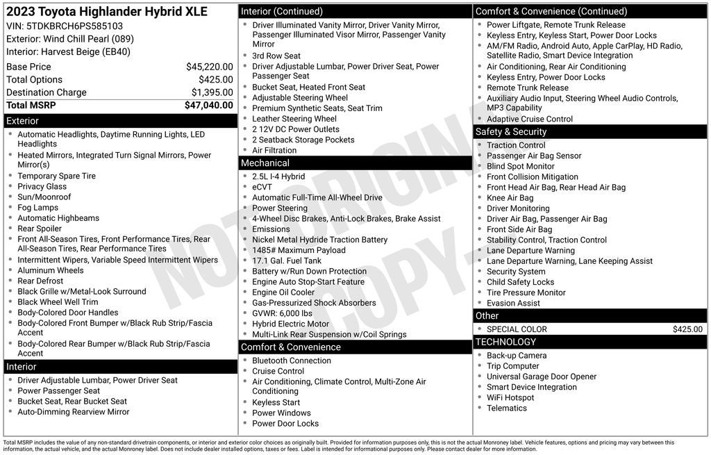 2023 Toyota Highlander Hybrid Hybrid XLE